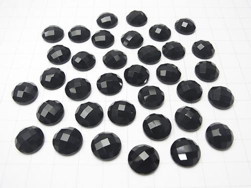 Onyx  Round Faceted Cabochon 12x12mm 5pcs $5.79!