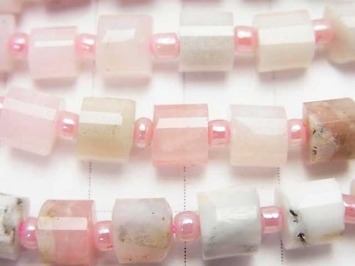 Pink Opal AA + Faceted Tube 6x6x5mm half or 1strand (aprx.15inch / 37cm)