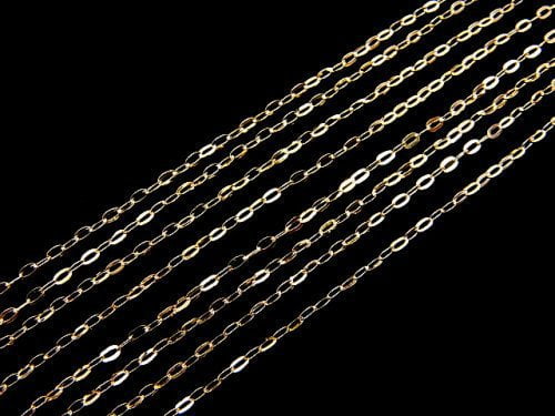 [Video][18K Yellow Gold] Flat Cable Chain 1mm [40cm][45cm] Necklace 1pc