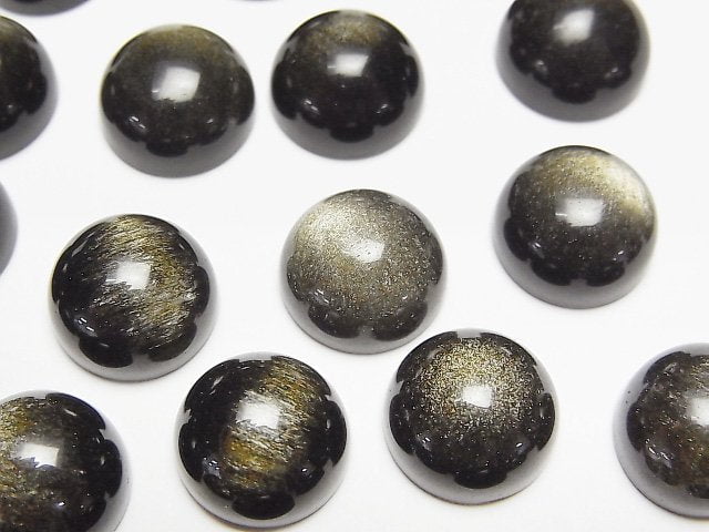 [Video] Golden Obsidian AAA Round Cabochon 12x12mm 4pcs