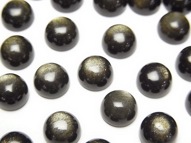 [Video] Golden Obsidian AAA Round Cabochon 8x8mm 4pcs