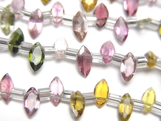 [Video] High Quality Multi color Tourmaline AAA Marquise Faceted 6x3mm half or 1strand (18pcs )