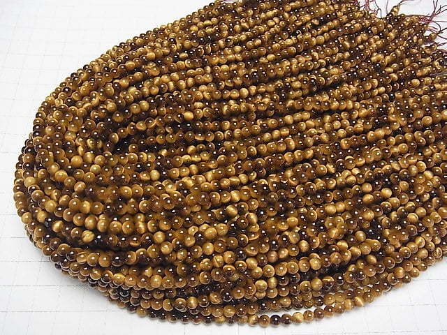 [Video]Yellow Tiger's Eye AAA Round 4.5mm Honey color 1strand beads (aprx.15inch/38cm)