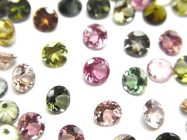 [Video]High Quality Multicolor Tourmaline AAA Loose stone Round Faceted 5x5mm 5pcs