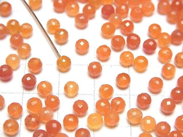 [Video]High Quality Carnelian AAA Half Drilled Hole Faceted Round 4mm 10pcs