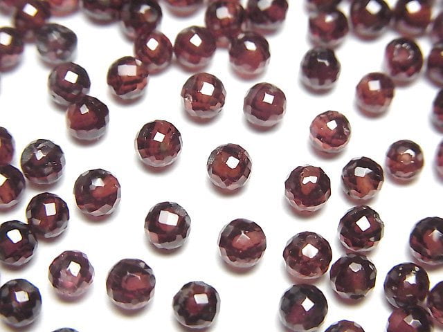 [Video]High Quality Mozambique Garnet AAA- Half Drilled Hole Faceted Round 4mm 5pcs