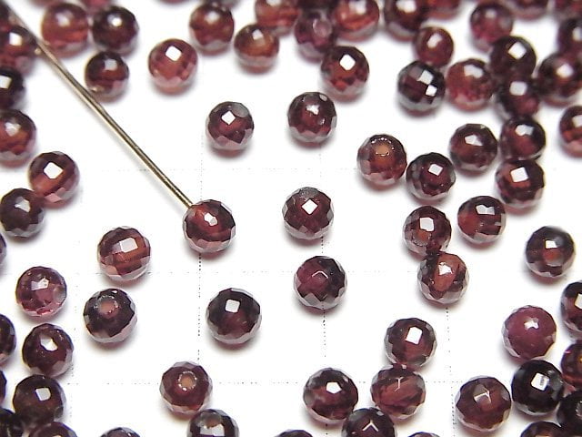[Video]High Quality Mozambique Garnet AAA- Half Drilled Hole Faceted Round 4mm 5pcs