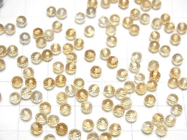 [Video]High Quality Citrine AAA Half Drilled Hole Faceted Round 4mm 10pcs
