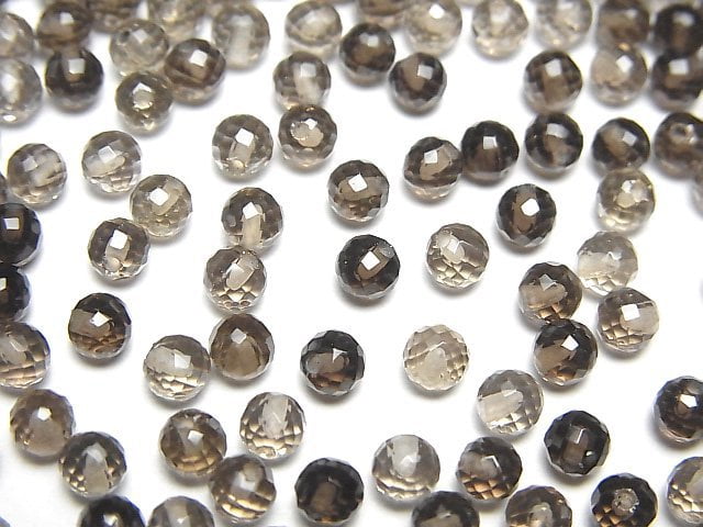 [Video]High Quality Smoky Quartz AAA Half Drilled Hole Faceted Round 4mm 10pcs