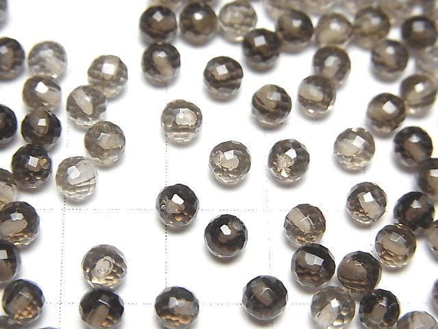 [Video]High Quality Smoky Quartz AAA Half Drilled Hole Faceted Round 4mm 10pcs