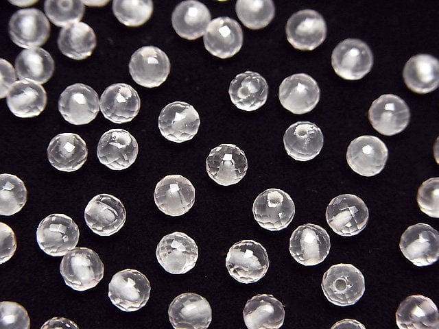 [Video]High Quality Rose Quartz AAA Half Drilled Hole Faceted Round 4mm 10pcs