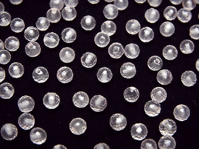 [Video]High Quality Rose Quartz AAA Half Drilled Hole Faceted Round 4mm 10pcs