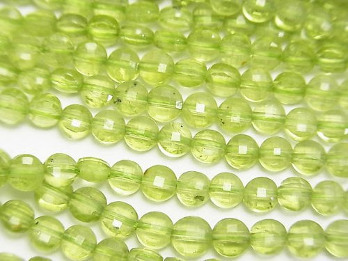 [Video]High Quality! Peridot AAA- Faceted Coin 4x4x2mm 1strand beads (aprx.15inch/36cm)