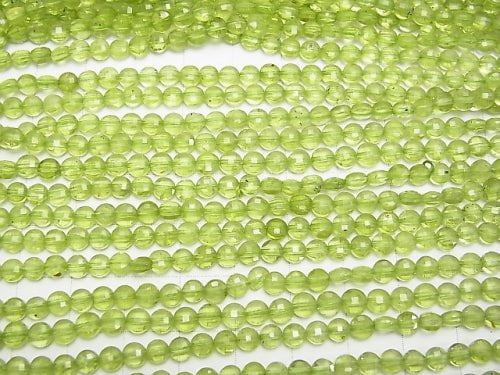 [Video]High Quality! Peridot AAA- Faceted Coin 4x4x2mm 1strand beads (aprx.15inch/36cm)