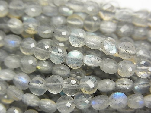 High Quality!  Labradorite AAA- Faceted Coin 4x4x2.5mm 1strand beads (aprx.15inch/37cm)