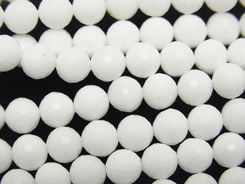 High Quality! White Shell 128Faceted Round 6mm 1strand beads (aprx.15inch/38cm)