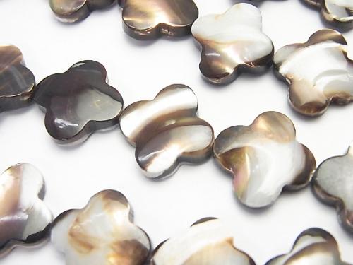 Mother of Pearl MOP Brown Flower Motif 15x15x4mm half or 1strand (aprx.15inch / 36cm)
