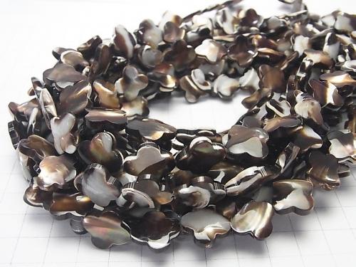 Mother of Pearl MOP Brown Flower Motif 15x15x4mm half or 1strand (aprx.15inch / 36cm)