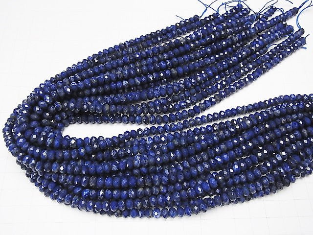 [Video]High Quality! Lapislazuli AA++ Faceted Button Roundel 6x6x3.5mm 1strand beads (aprx.15inch/36cm)
