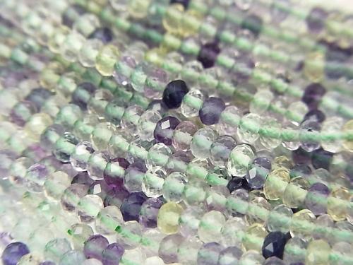 High quality! 1strand $7.79! Multicolor Fluorite AAA- Faceted Button Roundel 3x3x2 1strand (aprx.15inch / 38cm)