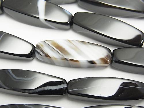 1strand $11.79! Stripe Onyx Rice 4Faceted Faceted Twist 30x9x9mm 1strand (aprx.14inch / 35cm)