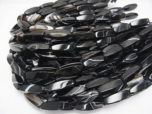 1strand $11.79! Stripe Onyx Rice 4Faceted Faceted Twist 30x9x9mm 1strand (aprx.14inch / 35cm)