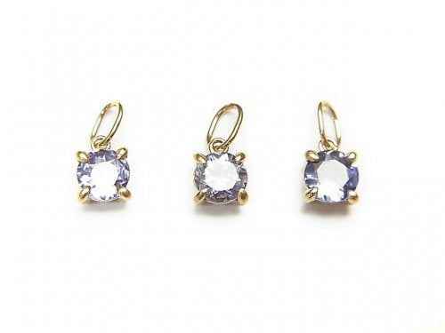 [Video][Japan]High Quality Tanzanite AAA Round Faceted 4x4x3mm Pendant [K10 Yellow Gold] 1pc