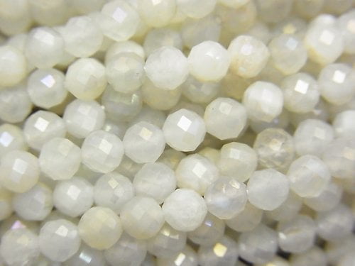High Quality! White Moonstone AAA Faceted Round 4mm AB coating 1strand beads (aprx.15inch/36cm)