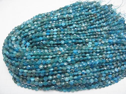 Diamond Cut!  1strand $12.99! Apatite AA+ Faceted Coin 6x6x3mm 1strand (aprx.15inch/37cm)