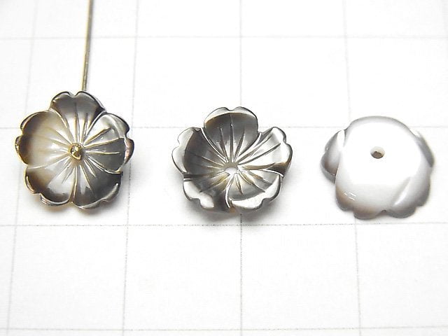 [Video] High Quality Black Shell (Black-lip Oyster) AAA Solid Flower 10mm Central Hole 4pcs $4.19!