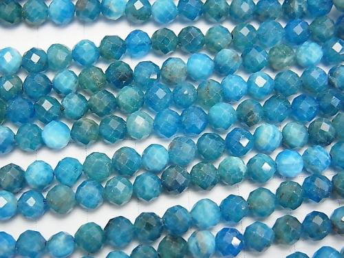 Diamond Cut! 1strand $11.79! Blue Apatite AA + Faceted Round 5mm 1strand (aprx.15inch / 38cm)