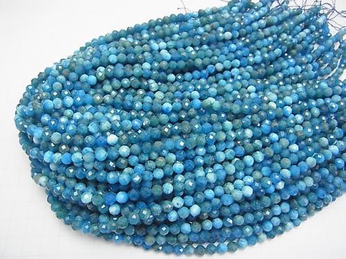 Diamond Cut! 1strand $11.79! Blue Apatite AA + Faceted Round 5mm 1strand (aprx.15inch / 38cm)