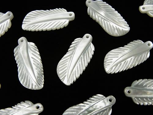 High Quality White Shell (Silver-lip Oyster) AAA Feather Carving 20x9mm 2pcs $2.79!
