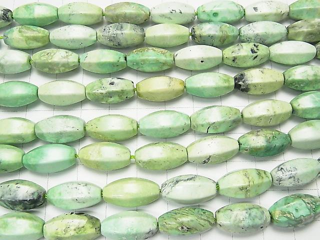Mongolia Variscite 6Faceted Faceted Rice 16x8x8mm half or 1strand (aprx.15inch / 38cm)