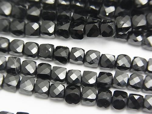 Diamond Cut! 1strand $14.99! Black Tourmaline AAA-Cube Shape 4x4x4mm 1strand (aprx.15inch / 38cm)