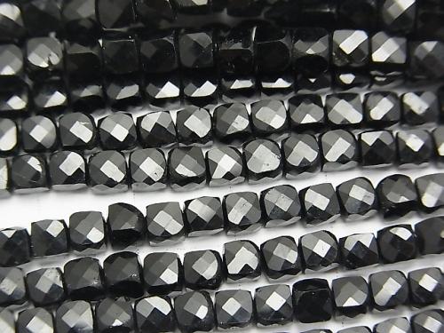 Diamond Cut! 1strand $14.99! Black Tourmaline AAA-Cube Shape 4x4x4mm 1strand (aprx.15inch / 38cm)