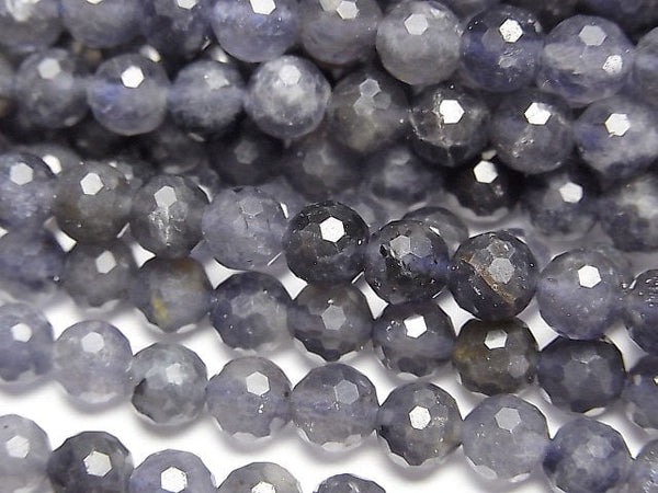 [Video]High Quality! Iolite AA+ 128Faceted Round 6mm 1strand beads (aprx.15inch/37cm)