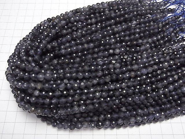 [Video]High Quality! Iolite AA+ 128Faceted Round 6mm 1strand beads (aprx.15inch/37cm)