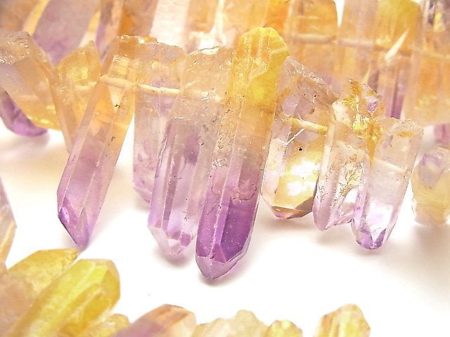 [Video] Crystal Natural Point Cut Metallic Coating Purple & Yellow 1strand beads (aprx.15inch/36cm)