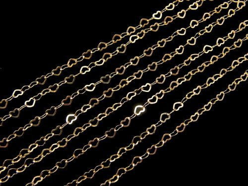12KGF Flat Heart Cable Chain 2.5x2mm 10cm