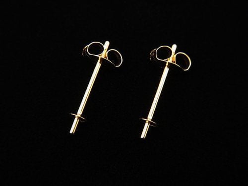 [18K Yellow Gold] Directly connected Earstuds & Earnuts with plate 1pair