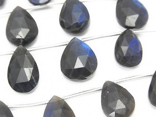 1strand $29.99! High Quality Black Labradorite AA ++ Pear shape Faceted Briolette 1strand (aprx.6inch / 16cm)