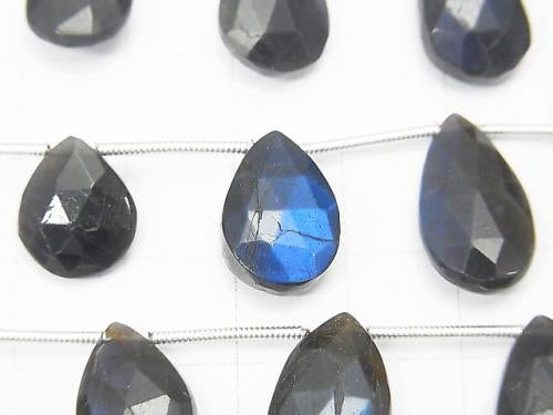 1strand $29.99! High Quality Black Labradorite AA ++ Pear shape Faceted Briolette 1strand (aprx.6inch / 16cm)