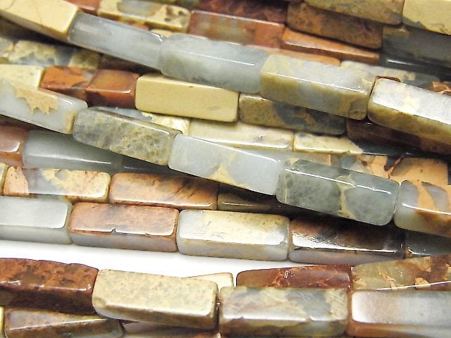 [Video]Impression Jasper 4Faceted Faceted Tube 13x4x4mm 1strand beads (aprx.15inch/37cm)