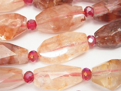 Red Hematite Quartz Faceted Nugget half or 1strand beads (aprx.14inch/34cm)