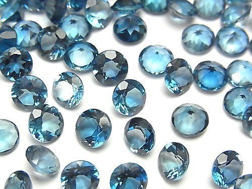 [Video]High Quality London Blue Topaz AAA Loose stone Round Faceted 5x5mm 3pcs