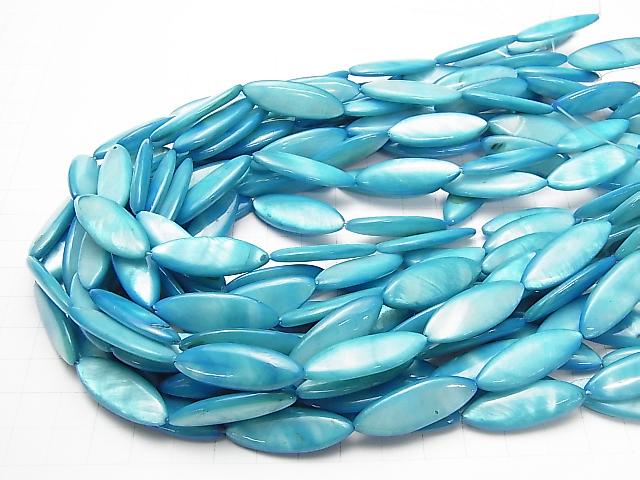 [Video] Blue color Shell Marquise 30x10x4mm 1strand beads (aprx.14inch / 34cm)