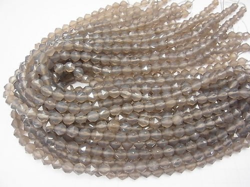 [Video] High Quality! Gray Onyx AAA Star Faceted Round 8mm 1strand beads (aprx.15inch / 37cm)