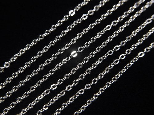 Silver925 Flat Cable Chain 1.2mm Rhodium Plated [40cm][45cm][50cm][60cm] Necklace 1pc