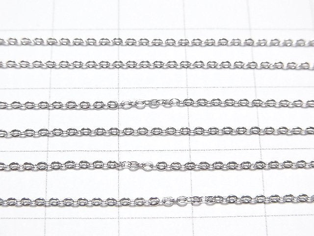Silver925 Flat Cable Chain 1.2mm Rhodium Plated [40cm][45cm][50cm][60cm] Necklace 1pc